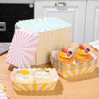 Dunzoom 120 Pcs Pastel Paper Plates Food Trays Scalloped, Candy Color - Image 6
