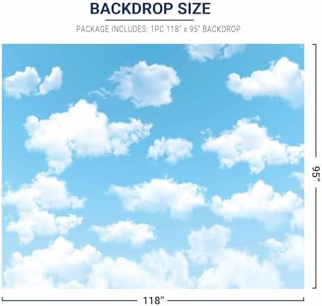 Allenjoy 10x8ft Blue Sky White Cloud Backdrop for Newborn Spring Portrait Photography Pictures Kids Children World Travel Aviator Birthday Party Decor Welcome Baby Shower Photo Shoot Background - Image 3