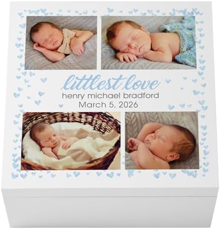 Let's Make Memories Personalized Keepsake Box for New Baby - Memento Storage - Memories Box - Nursery Decor - 12" Lx12 Wx6 H - Littlest Love - Blue by LetsMakeMemories