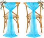 MDS Pack of 75 Chiffon Chair Sashes for Wedding & Event Décor - Turquoise by MDS