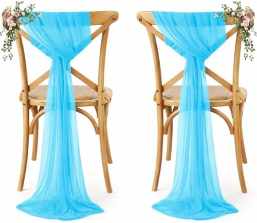 MDS Pack of 100 Chiffon Chair Sashes for Wedding & Event Décor - Turquoise by MDS