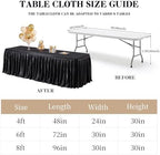 Wish Care Black Satin Table Clothes for 4 Foot Rectangle Tables - 4FT Wrinkle Resistant Glitter Rectangle Tablecloths, Party Table Covers for Wedding Banquet, Baby Shower, Birthday, Holiday Dinner - Image 4
