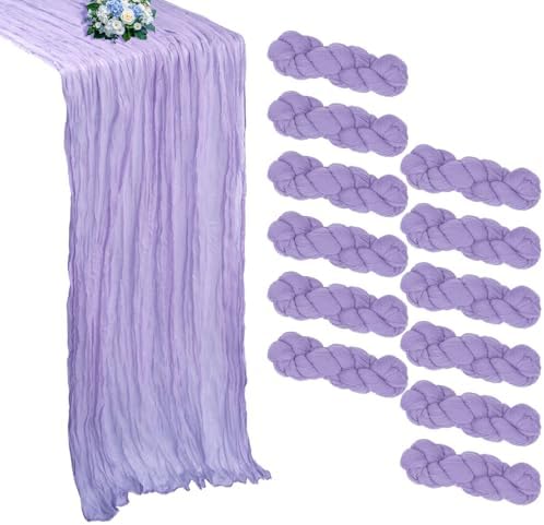 12 Pack Lavender Purple Cheesecloth Table Runner 10Ft 23 x 120 Inch by RestfulGlow
