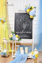 Serwalin Artificial Blue & Yellow Flowers, Silk Fake Flowers for Wedding - Image 4