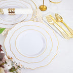 WDF Partyware 350 Pieces Gold Disposable Plates for 50 Guests, Plastic Plates for Party, Dinnerware Set of 50 Dinner Plates, 50 Salad Plate, 50 Spoons, 50 Forks, 50 Knives, 50 Cups for Wedding/Party - Image 5