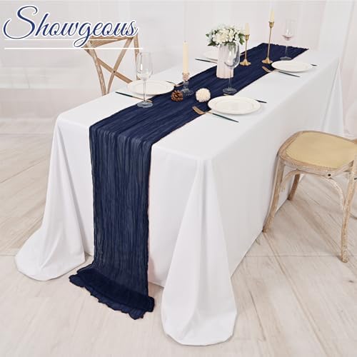 Showgeous 16 Pack Navy Blue Cheesecloth Table Runner 17 x 108 Inch - Image 6