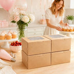 16 Pack Brown 6x6x3 Cookie Boxes with Window, Rustic Bakery Treat Boxes - Image 5