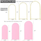 3 Metal Arch Backdrop Stands with Pink Covers, 4/5/6FT - Image 3