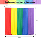JCJ Rainbow Backdrop Curtains 5 Panels Rainbow Backdrop for Birthday Party Decorations Colorful Curtains for Girls Bedroom Classroom 10 * 7FT - Image 4