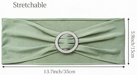 Spandex Sage Green Chair Sashes 100 Pack Wedding Chair Bows Bands Buckles - Image 3