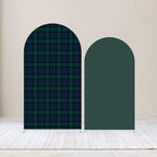 Set of 2 Tartan Plaid Arch Backdrop Cover Tartan Tiles Spandex Stretchy Arch Cover for Bear Birthday Party Boys Baby Shower Banquet Decoration (5FT 6FT,Green) - Image 2