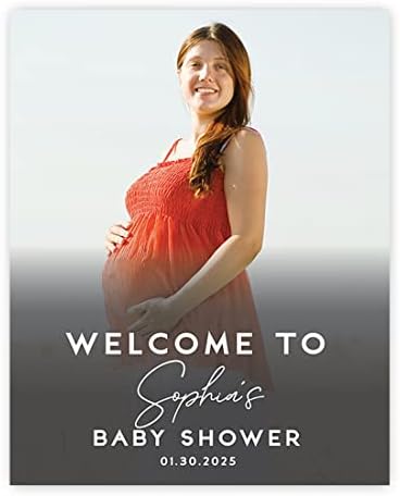 Andaz Press 16"x20" Personalized Canvas Baby Shower Welcome Sign, Custom Photo Rustic Gender Neutral Large Welcome Baby Shower Sign for Easel Stand, Baby Shower Decorations by AndazPress