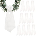 10 Pieces Christmas Wreath Sash for Front Door, Winter White Cotton Ribbon Bow for Wreath Decorations by Unknown