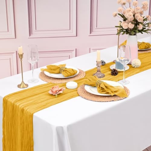 60Pack Mustard Yellow Cheesecloth Napkins Rustic Boho Gauze Napkins 20"x20" - Image 7