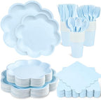 350 Pcs Light Blue Paper Plates and Napkins Set Serve for 50 Guests by Unknown