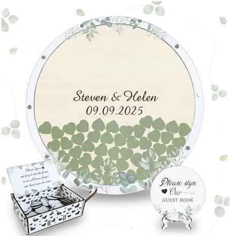 Wedding Guest Book Alternative Drop Box Frame Sage Green Eucalyptus Heart by GIFTSH0PBYHELEN