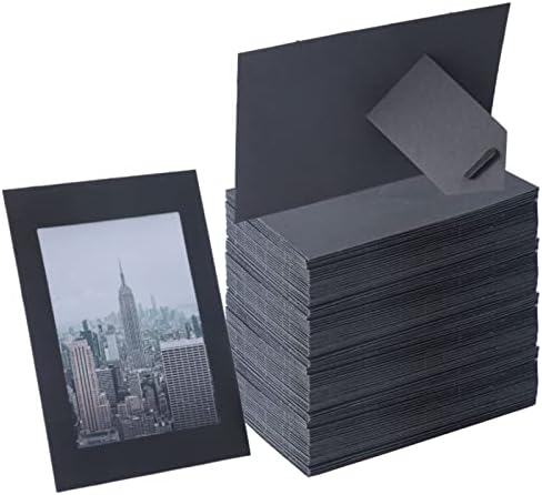 200 Pack Standing Paper Picture Frames 4x6,Cardboard Photo Frame with Easel,Paper Photo Frame Cards,Gallery Frames Bulk For Back to School Teacher Appreciation Wedding Birthday Classroom Craft DIY,Black by Litpoetic