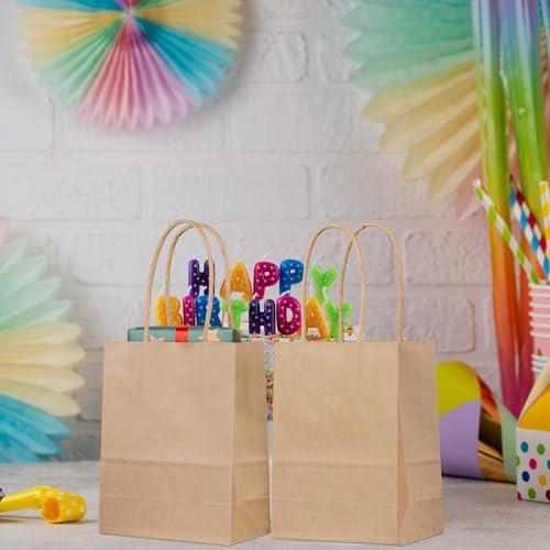 PINWATT 120Pcs Mini Gift Bags Bulk Kraft Paper Bag - 4.7"x2.4"x6.5" Small Brown Gift Bags for Party Favors, Shopping, Wedding, Retails, Birthday, Baby Showers - Image 2