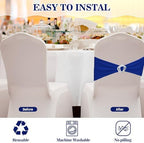 VitalCozy 100 Pcs Spandex Chair Sashes with Crown Buckle,Royal Blue - Image 4