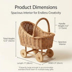 Woven Rattan Stroller-Shaped Flower Basket with Handle, Handwoven Decorative wicker baby carriage Basket for Baby Shower, Wedding, Party Decor, Floral Arrangements & Gift Hampers - Image 6