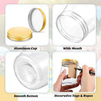 Nitial 50 Pack 5 oz Plastic Jars with Lids Gift, Gold, Aluminum Lid - Image 3