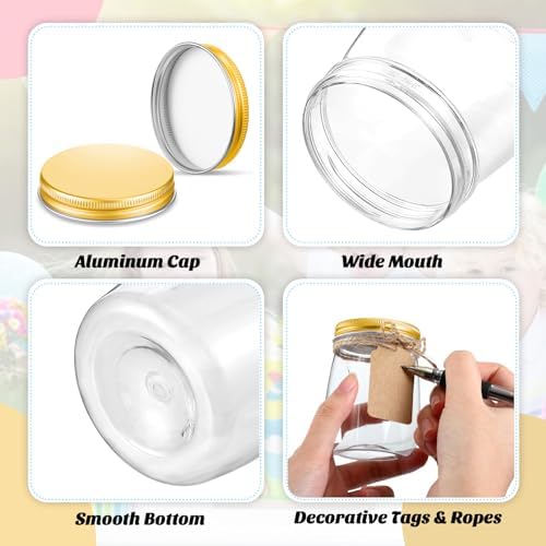 Nitial 50 Pack 5 oz Plastic Jars with Lids Gift, Gold, Aluminum Lid - Image 3