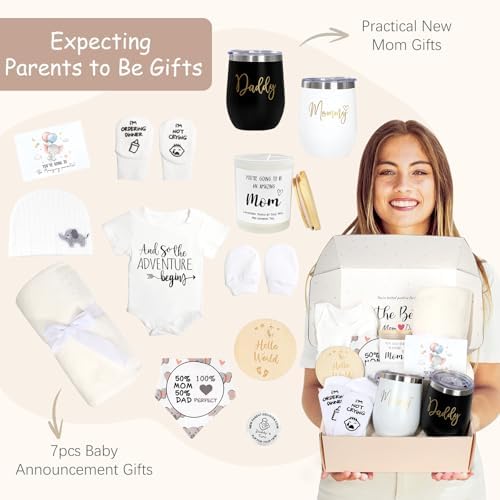 New Mom Gifts for Women, Luxury Pregnancy Gift for New Parents Gender Reveal Gifts Elephant Baby Sets w/Mom Dad Tumbler Newborn Essentials for First Time Moms, Expecting Parents to Be, Baby Shower… - Image 2