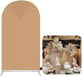 Double-Sided Arch Frame Fabric Cover Beige White Ripples Arched Panel Stand Cover for Wedding Birthday Baby Shower Parties Decoration (Brown-HP465,4X7ft) by AOSTO