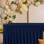 2 Pack Navy Spandex Table Covers 4ft Rectangle Ruffle Skirts for Party - Image 6