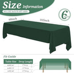 6 Pack Tablecloth 60 x102 inch Polyester Table Cloth for 6 Foot Rectangle Tables,Stain and Wrinkle Resistant Washable Fabric Table Covers Polyester Hunter Green Table Clothes for Wedding,Party,Banquet - Image 2