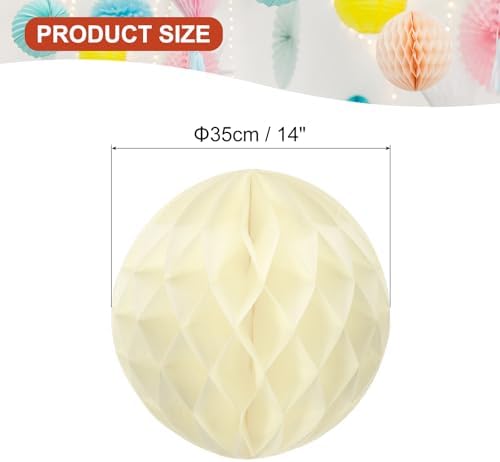 PATIKIL 10pcs 14" Honeycomb Balls Tissue Paper Pom Poms, Party Hanging Paper Honeycomb Balls Decoration for Birthday Wedding Home Backdrop Decor, Beige - Image 2
