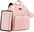 ROSEGIN Pink Diaper Bag Backpack for Baby Girls - Baby Shower Gifts for Mom, Quilted Diaper Bag with Changing Pad, Pacifier Case, Insulated Pockets, Stroller Straps, 35L Large Capacity - Cute by ROSEGIN