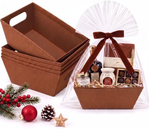 Mimorou 6 Pack Velvet Baskets for Gifts Empty to Fill, Coffee Gift Baskets by Mimorou