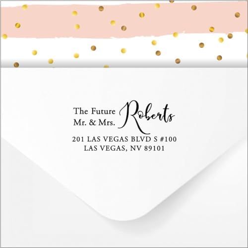 Custom Self Inking Wedding Return Address Stamp - Future Mr. and Mrs. - Personalized Rubber Stamper - No Ink pad Needed, Refillable - Image 3