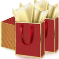 Yeaqee 50 Pcs Metallic Paepr Gift Bags Bulk with Handles,Burgundy Gold by Yeaqee