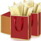 Yeaqee 50 Pcs Metallic Paepr Gift Bags Bulk with Handles,Burgundy Gold by Yeaqee