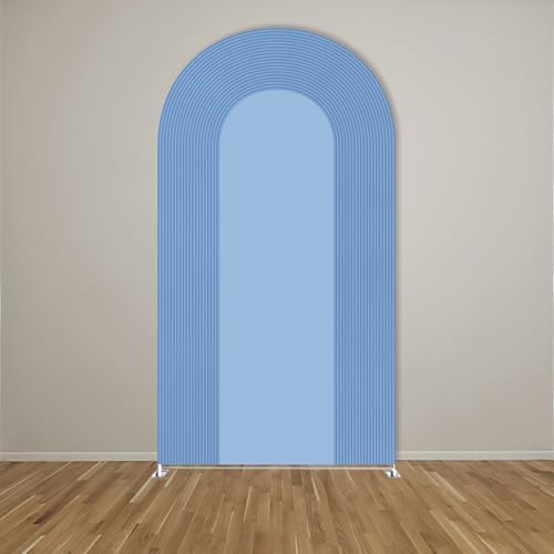 Ripples Arch Backdrop Cover Spandex Background for Baby Birthday Baby Shower Wedding Party Decoration (Blue Ripples,7.2x4ft) - Image 2