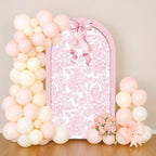 Pink Floral Arch Backdrop Cover Toile Bride to Be Baby Shower Girl Party Chiara Arched Frame Bow Flowers 1st Wedding Birthday Parties Decorations (6.6FT,4383) by afoloa