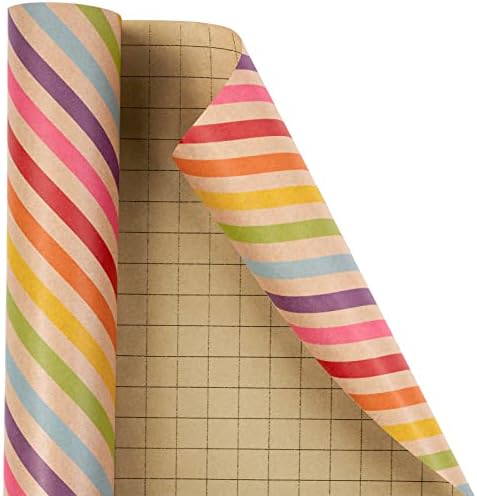 RUSPEPA Kraft Wrapping Paper Roll - Rainbow Stripe Pattern - 24 Inches x 100 Feet - Image 7