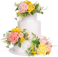 TINGE TIME 3Pcs Pre-made Cake Toppers，Silk Artificial Flowers Decor，Cake Decorations for Weddings, Birthdays, Party,Baby Shower,Celebration (PeachPink&Yellow) by TINGETIME
