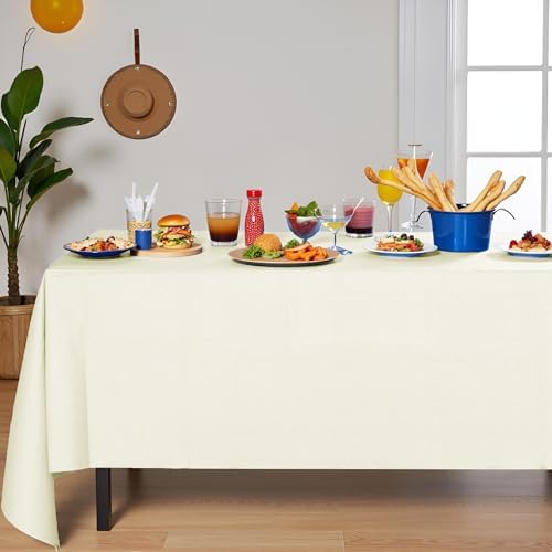 [6 Pack] Cream White Paper Tablecloth Disposable for Rectangle Tables, 54 X 108 Inch Party Table Cover with Plastic Backing, Waterproof 3 Ply Table Cloth for Wedding Buffet Indoor Outdoor - Image 6