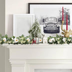 MAKHOT 2Pack White 6.6 Ft Eucalyptus Garland with Lovely Faux Rose Flowers, Artificial Eucalyptus and Rose Garlands Decor, Floral Greenery Garland for Wedding Home Table Decor (White) - Image 3