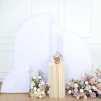 Efavormart Set of 4 White Spandex Half Moon Arch Covers, Custom Fit Chiara Backdrop Slipcovers 2.5ft-7ft for Grand Ceremony Altars and Baptism Staging - Image 2