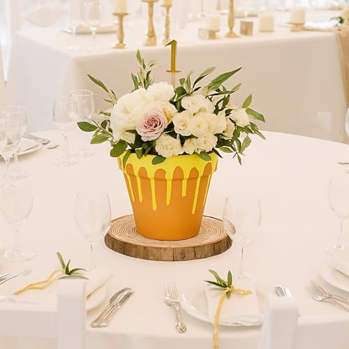 Yungyan 6 Pcs Wood Slices for Centerpieces and 6 Pcs Honey Pots - Image 4