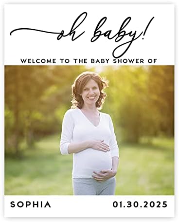 Andaz Press 16"x20" Personalized Canvas Baby Shower Welcome Sign, Custom Photo Oh Baby Gender Neutral Large Welcome Baby Shower Sign for Easel Stand, Baby Shower Decorations by AndazPress