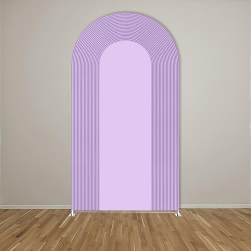 Ripples Arch Backdrop Cover Spandex Background for Baby Birthday Baby Shower Wedding Party Decoration (Pureple Ripples,7.2x4ft) - Image 2