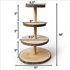 Wooden 4 Tier Rustic Cupcake Stand, Great for Wedding Cake Wood Display Tiered Centerpiece, Dessert Tower for Parties & Events (Pack of 2) - Image 3