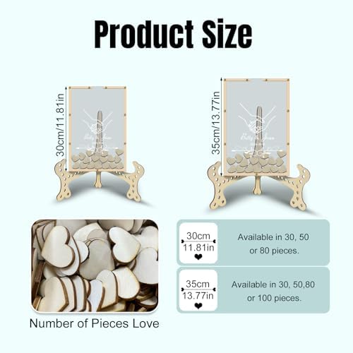 Wedding Guest Book Alternative - Rectangle Drop Box with Heart Pieces - Rustic Wood & Acrylic Sign-in Book for Wedding Reception-Unique Wedding Keepsake Frame - Image 3