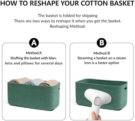 MiniArk Large Storage Baskets for Organizing, 17 x 13 x 7.5” Closet Shelf Baskets for Clothes Blanket Towels, Baby Nursery, Toy Bins Box, Woven Rope Baskets, 4 Packs Green - Image 7
