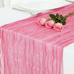 12 Pack Rose Pink Cheesecloth Table Runner 120 Inch Boho Wedding Decor by Fixwal